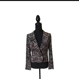 Joie | Brown and White Silk Knotched Collared Blazer Size XS B26#12